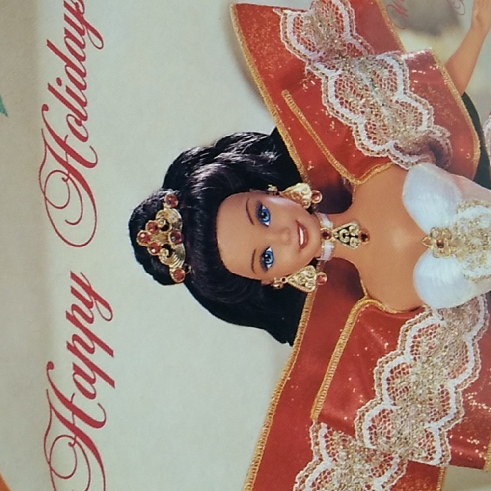 SALE! Mattel Vintage 1997 Happy Holidays Barbie Collectors Item W/Stand (B-6) - Picture 10 of 15